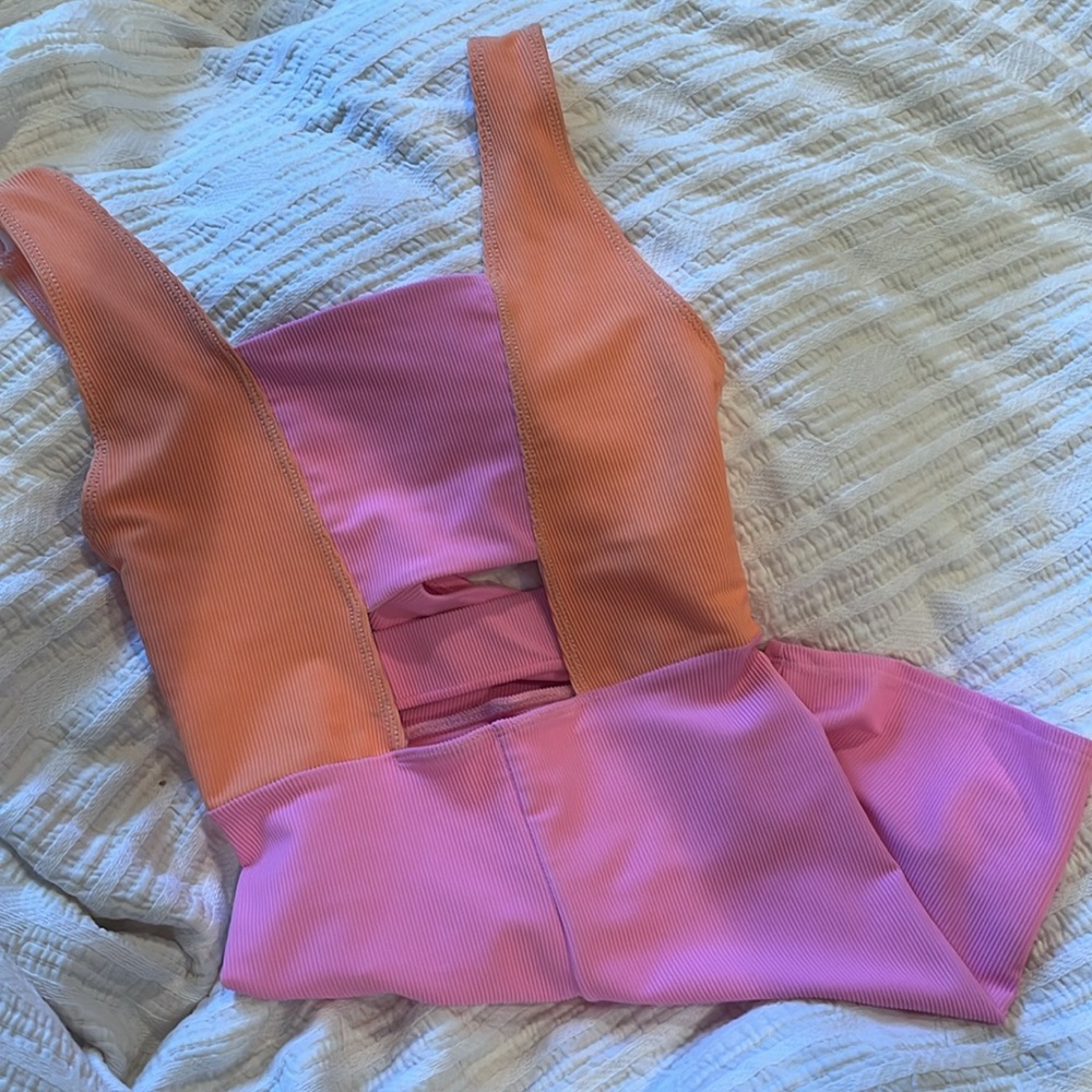 Free People Pink and Orange Jumpsuit